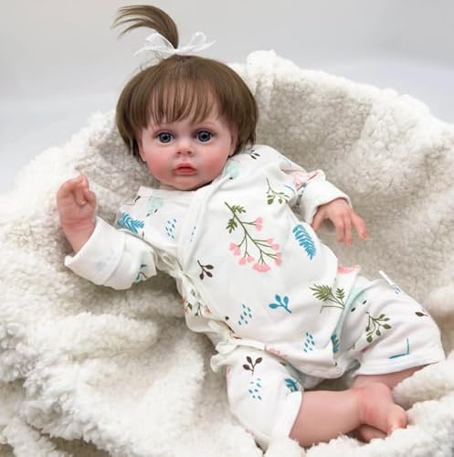 RXDOLL 48 cm Realistische Reborn Baby Puppe Weicher Tuch Körper Handmade Lifelike Wurzelhaar Real Life Neugeborene Bebe Geschenke mit Spielzeug Zubehör für Kinder Alter 3+ von RXDOLL