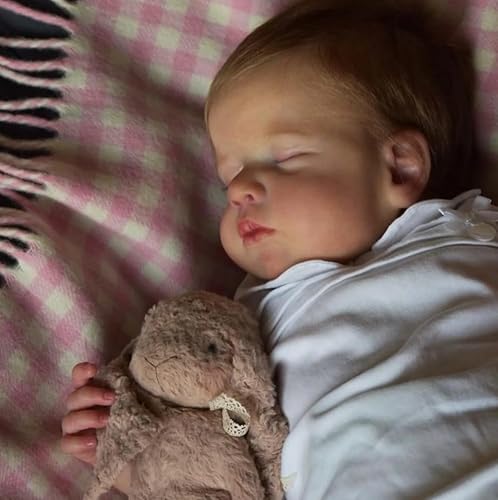 RXDOLL 50,8 cm große Asleep Reborn Babypuppe Stoffkörper Vinyl Gliedmaßen Realistische Neugeborene Babypuppe, die echt lebensecht aussieht Kleinkind Reborn Puppe mit Fütterungsspielzeug für Kinder ab von RXDOLL