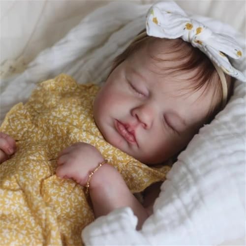 RXDOLL 50 cm Anatomisch Korrekte Schlafende Reborn Baby Puppe Realistische Silikon Weiche Ganzkörper Vinyl Mädchen Handgemachte Real Life Neugeborene Bebe wasserdichte Spielzeug Geschenke von RXDOLL