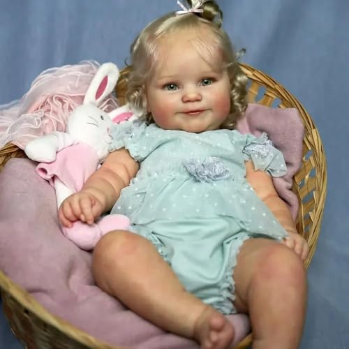 RXDOLL 50 cm Reborn Babypuppe Silikon Vinyl Körpermädchen Realistisches Kleinkind Lächelnd Lebhafte Puppen Echtes Leben Babypuppen Neugeborenes Spielzeug wasserdichte Geschenke für Kinder von RXDOLL