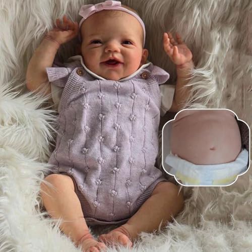 RXDOLL 50CM Echtes Leben Reborn Baby Puppen Silikon Vinyl Ganzkörper Mädchen Realistische Baby Puppe Süßes Lächeln Leben Wie Reborn Babies Die echt Aussehen Vollsilikon Baby Puppe von RXDOLL