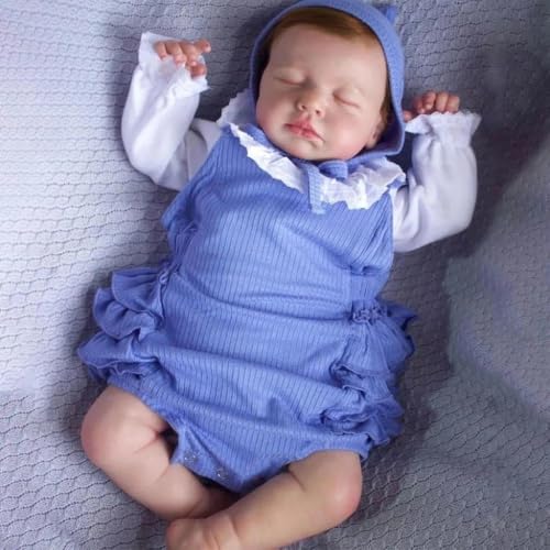 RXDOLL 50CM Realistische Reborn Baby Puppen Silikon Ganzkörper Junge Schlafende Neugeborene Puppe Wasserdicht Vollsilikon Babypuppen, die Aussehen wie echte Babies Puppe von RXDOLL