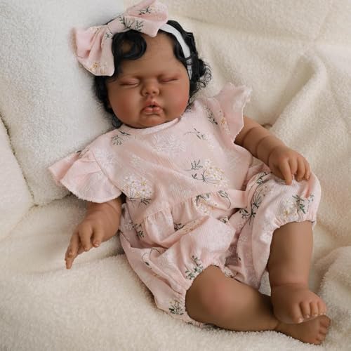 RXDOLL Afrikanische Reborn Babypuppe, 48,3 cm, realistisch, weicher Stoffkörper, schlafend, schwarze Babypuppe, die aussieht wie ein echtes Leben, Babied Squishy Skin Spielzeug Geschenke RXDOLL Afrikanische Reborn Babypuppe, 48,3 cm, realistisch, weicher Stoffkörper, schlafend, schwarze Babypuppe, die aussieht wie ein echtes Leben, Babied Squishy Skin Spielzeug Geschenke von RXDOLL