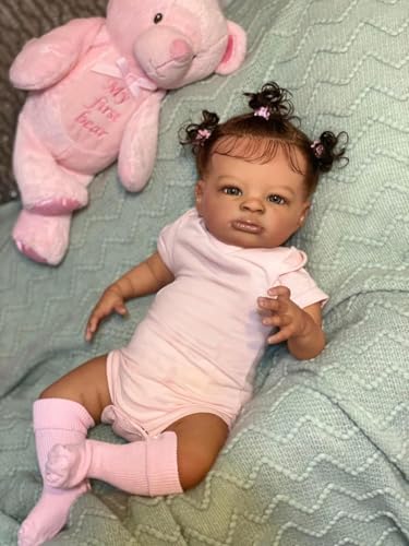 RXDOLL Afrikanische Reborn-Babypuppen, schwarzes Mädchen, 50,8 cm, realistische Babypuppen, die aus echtem biracial Silikon mit weichem Stoffkörper für Kinder ab 3 Jahren aussehen RXDOLL Afrikanische Reborn-Babypuppen, schwarzes Mädchen, 50,8 cm, realistische Babypuppen, die aus echtem biracial Silikon mit weichem Stoffkörper für Kinder ab 3 Jahren aussehen von RXDOLL