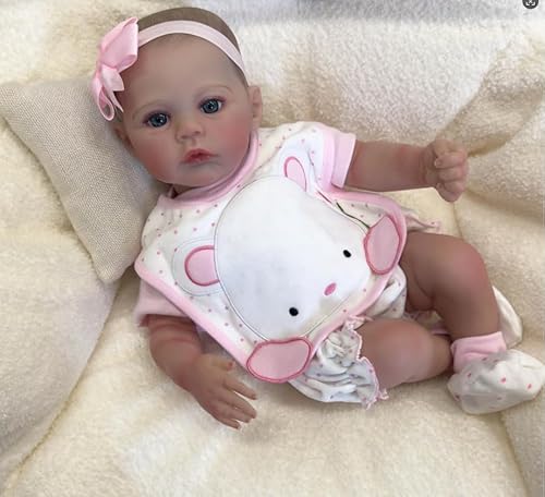 RXDOLL Anatomisch Korrekte 48 cm Reborn Baby Puppen Realistische Weiche Silikon Vinyl Körper Mädchen Handgemachte Real Life Neugeborene Bebe wasserdichte Spielzeug Geschenke für Kinder von RXDOLL