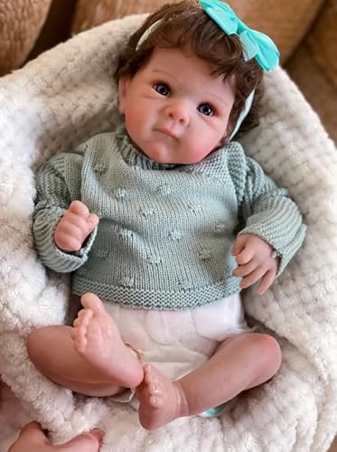 RXDOLL Anatomisch Korrekte Reborn Baby Puppen 18 Zoll 45 cm Realistische Weiche Silikon Vinyl Körper Mädchen Handgemachte Real Life Neugeborene Bebe wasserdicht mit Fütterung Spielzeug Geschenke von RXDOLL