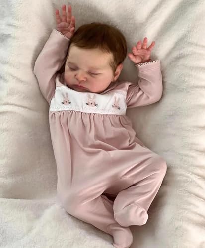 RXDOLL Anatomisch korrekt Baby Mädchen 20 Zoll Realistische Reborn Babypuppen Silikon Ganzkörper Schlafen Neugeborene Puppe Waschbar Real Life Reborn Puppen mit Fütterungsspielzeug von RXDOLL