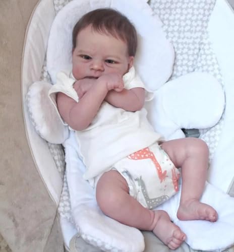 RXDOLL Anatomisch korrekte Babypuppen, die echt aussehen Babys Junge 17 Zoll Realistische Reborn Babypuppen Silikon Ganzkörper Lebensechte Neugeborene Puppe Wasserdichtes Spielzeug Geschenk für Kinder von RXDOLL
