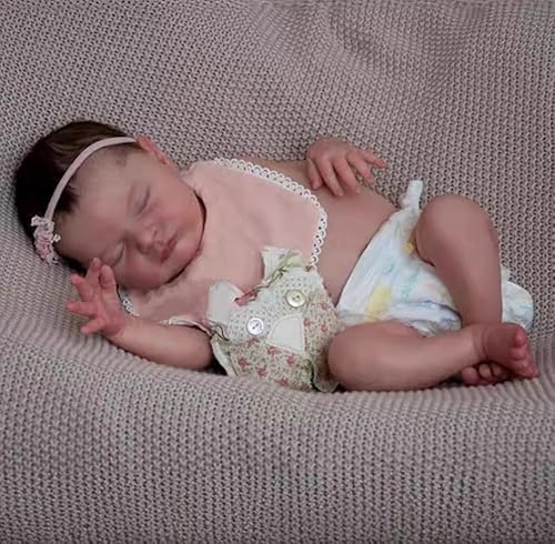 RXDOLL Anatomisch korrekte Reborn Babypuppen Silikon Ganzkörper 20 Zoll Realistische Neugeborene Babypuppe, die echt lebensecht aussehen Vinyl Schlafendes Mädchen Wasserdichtes Spielzeug Geschenke von RXDOLL