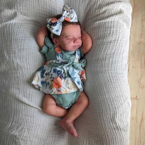 RXDOLL Asleep Girl Realistische Reborn Babypuppen Silikon Ganzkörper 45,7 cm Anatomisch Korrekte Babypuppen, die wie echtes Leben aussehen Neugeborene Babys Spielzeug Geschenke für Kinder ab 3 Jahren von RXDOLL