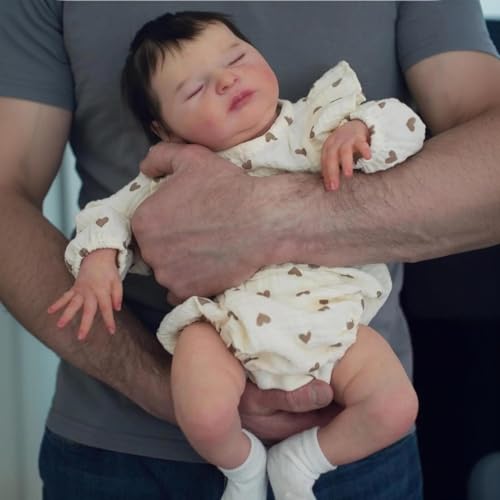 RXDOLL Asleep Reborn Babypuppe, Stoffkörper, Vinylgliedmaßen, 45,7 cm, realistische, lebensechte Neugeborenen-Puppe, die echt aussieht, mit Zubehör für Kinder ab 3 Jahren von RXDOLL