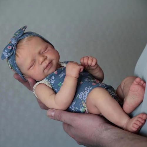 RXDOLL Asleep Reborn Babypuppen Silikon Ganzkörper 45,7 cm Realistisches Neugeborenes Baby Mädchen Blondes Haar Lebensechte Real Life Babypuppe, die echt aussieht, wasserdichtes Puppenspielzeug für von RXDOLL