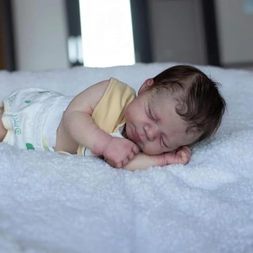 RXDOLL Asleep Reborn Babypuppen Silikon Ganzkörper Mädchen 18 Zoll Realistische Neugeborene Puppe Wasserdicht Lebensechte Babypuppen, die Echte Silikon Babies Puppe für Mädchen Geschenke von RXDOLL