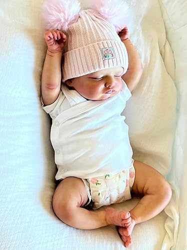 RXDOLL Asleep Reborn Puppen Realistische Neugeborene Mädchen 20 Zoll Real Life Reborn Babypuppen, die echt aussehen weicher Stoffkörper Lebensechte Babypuppe Posable Lebensgröße Silikon Babys von RXDOLL