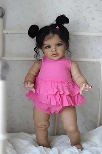RXDOLL Big Size Reborn Baby Dolls Black Girl 26 Inch African American Realistic Reborn Toddler Doll Soft Body Lifelike Baby Dolls That Look Real Silicone Biracial Doll von RXDOLL