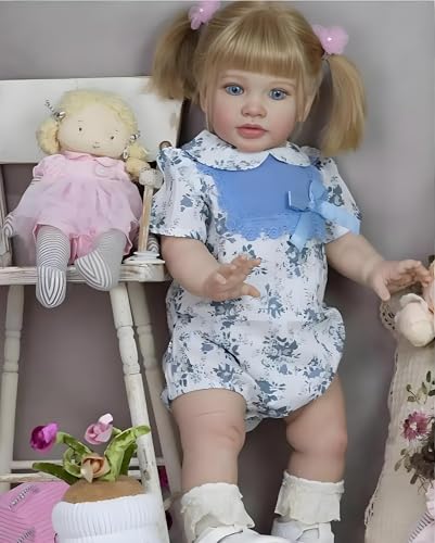 RXDOLL Big Size Reborn Baby Dolls Girl Pippa 26 Inch Realistic Reborn Toddler Dolls That Look Real Soft Body Weighted Silicone Baby Doll Blonde Hair Lifelike Toddler Doll von RXDOLL