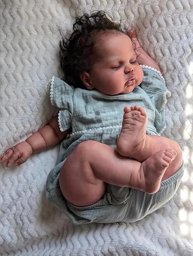 RXDOLL Big Size Reborn Toddler Black Girl 24 Inch African American Realistic Reborn Baby Dolls Cloth Body Weighted Toddler Baby Dolls That Look Real Dark Brown Skin von RXDOLL