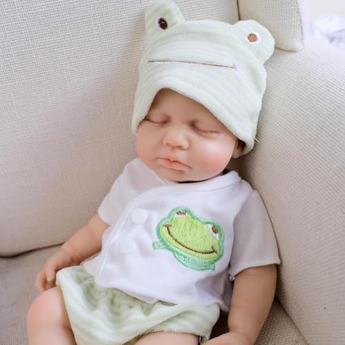 RXDOLL Full Solid Silicone Reborn Baby Dolls Girl 12 Inch Micro Realistic Baby Doll Liquid Silicone Full Body Mini Sleeping Newborn Dolls That Look Real Small Babies von RXDOLL