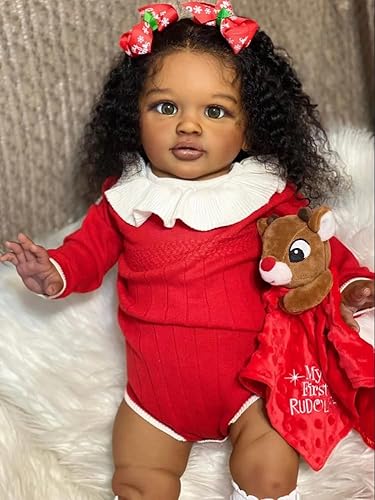 RXDOLL Große Größe Reborn Baby Dolls Black Girl 26 Zoll Afroamerikanisch Realistische Reborn Kleinkind Puppen Tuch Körper gewichtete Babypuppe, die echt Silikon Babies Puppe aussehen RXDOLL Große Größe Reborn Baby Dolls Black Girl 26 Zoll Afroamerikanisch Realistische Reborn Kleinkind Puppen Tuch Körper gewichtete Babypuppe, die echt Silikon Babies Puppe aussehen von RXDOLL