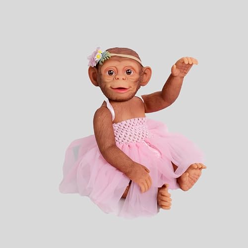 RXDOLL Lebensechte Affen Baby Puppe Vollsilikon Ganzkörper 55CM Reborn Baby Puppen Detaillierte Orang-Utan Realistische Babypuppen, die echt Aussehen AFFE Reborn Puppen von RXDOLL