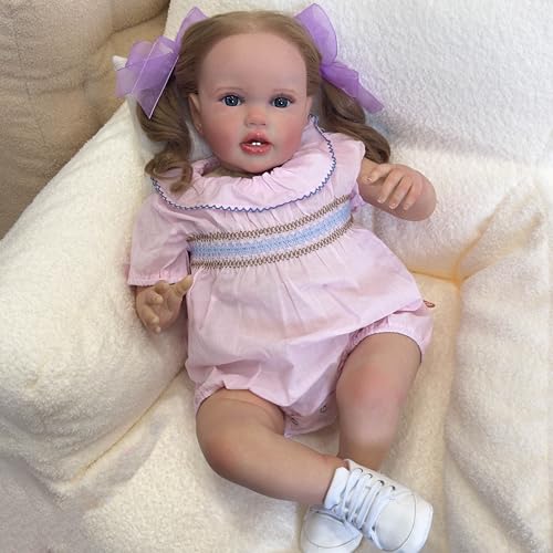 RXDOLL Lebensechte Babypuppe Mädchen Lottie 61 cm weicher Stoffkörper Reborn Kleinkind-Puppen, die wie echte Babypuppen aussehen mit weißen Zähnen Spielzeug Geschenke für Kinder RXDOLL Lebensechte Babypuppe Mädchen Lottie 61 cm weicher Stoffkörper Reborn Kleinkind-Puppen, die wie echte Babypuppen aussehen mit weißen Zähnen Spielzeug Geschenke für Kinder von RXDOLL