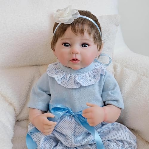 RXDOLL Lebensechte Neugeborene Mädchen 19 Zoll Full Silicone Body Reborn Babypuppen Wasserdicht Realistische Babypuppen, die Echt Silikon Babys Mädchen Geschenke Spielzeug für Alter 3+ von RXDOLL