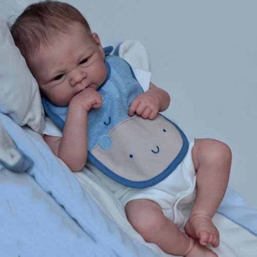 RXDOLL Lebensechte Reborn Baby Puppe Ganzkörper Silikon Vinyl Junge 17 Zoll 46cm Realistisches Neugeborenes Baby Puppen Real Life Baby Puppe Anatomisch korrekte Waschbare Puppe von RXDOLL