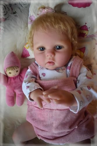 RXDOLL Lebensechte Reborn Babypuppen Niedliches Mädchen 22 Zoll Realistische Neugeborene Baby Puppen Real Life Reborn Kleinkind Puppen Adorable Lebensgroße Baby Puppen für Mädchen 3+ von RXDOLL