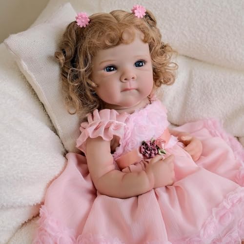 RXDOLL Niedliche Reborn-Babypuppen aus Silikon, Ganzkörper-Mädchen, 45,7 cm, realistische Babypuppen, die echt aussehen, Neugeborenenen-Puppe, wasserdichtes Spielzeug für Kinder ab 3 Jahren oder von RXDOLL