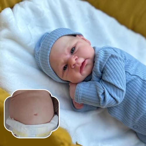 RXDOLL Real Life Reborn Babypuppen Silikon Ganzkörper Junge 17 Zoll Realistische Neugeborene Puppe Anatomisch Korrekt Baby Junge Waschbare Puppe Blaue Augen für Kinder ab 3 Jahren oder Sammler RXDOLL Real Life Reborn Babypuppen Silikon Ganzkörper Junge 17 Zoll Realistische Neugeborene Puppe Anatomisch Korrekt Baby Junge Waschbare Puppe Blaue Augen für Kinder ab 3 Jahren oder Sammler von RXDOLL