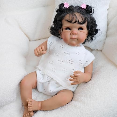 RXDOLL Realistische Baby 45 cm Afroamerikanische Schwarze Haut Babypuppe Weiches Tuch Körper Neugeborene Puppen Echte lebhafte Babypuppen Geschenke für Kinder Alter 3+ RXDOLL Realistische Baby 45 cm Afroamerikanische Schwarze Haut Babypuppe Weiches Tuch Körper Neugeborene Puppen Echte lebhafte Babypuppen Geschenke für Kinder Alter 3+ von RXDOLL