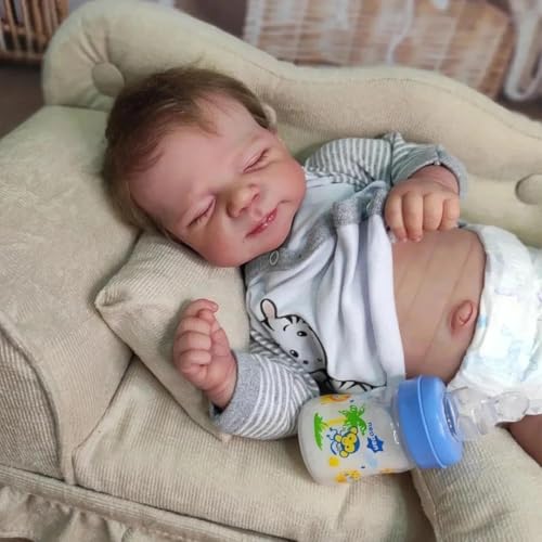 RXDOLL Realistische Babypuppe Junge Pascale 18 Zoll Schlafende Reborn Babypuppen Silikon Ganzkörper Anatomisch Korrekte Babies Puppe Lebensechte Vollsilikon Reborn Puppen Spielzeug von RXDOLL