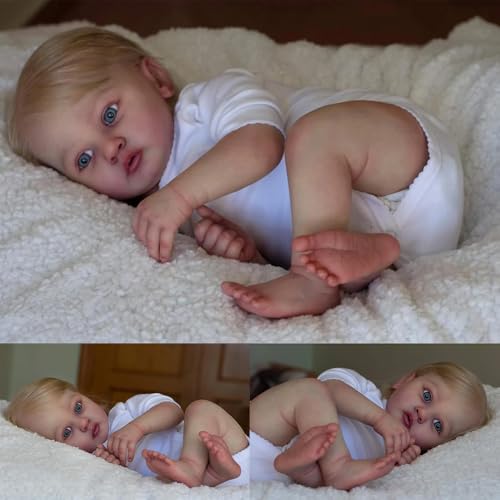 RXDOLL Realistische Kleinkind-Puppe, Vinyl-Gliedmaßen, Stoffkörper, 60 cm, echt aussehende Reborn-Babypuppen, weich, handgefertigt, lebensechte Neugeborene, Kleinkinder, Babys für Kinder ab 3 Jahren von RXDOLL