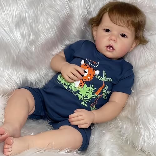 RXDOLL Realistische Neugeborene Babypuppen 20 Zoll Reborn Babypuppen Silikon Ganzkörper Vinyl Junge Anatonisch Korrekte Babypuppe, die echt aussehen Babys Waschbares Spielzeug Kinder Geschenk von RXDOLL