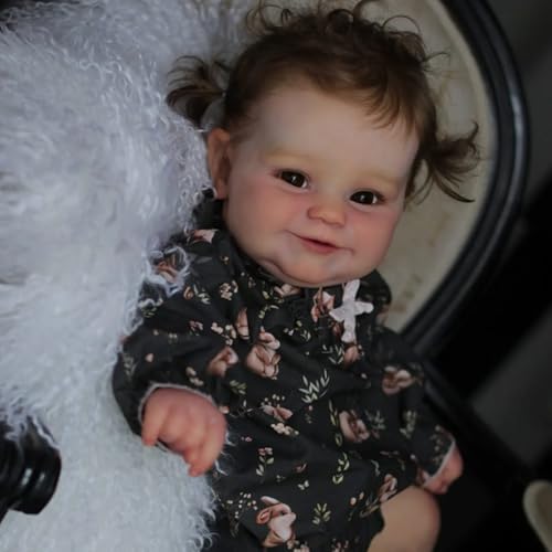 RXDOLL Realistische Reborn Baby Puppe Silikon Ganzkörper 20 Zoll Lebensechtes Lächelndes Mädchen Real aussehende lebensechte Kleinkind Puppe Spielzeug mit Wurzel Haar Kinder Geschenke von RXDOLL