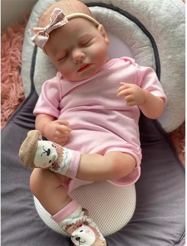 RXDOLL Realistische Reborn Baby Puppen Anatomisch Korrekte 20 Zoll 50 cm Weiche Silikon Vinyl Körper Schlafende Mädchen Handgemachte Neugeborene Bebe Wasserdicht mit Fütterung Spielzeug Geschenke von RXDOLL