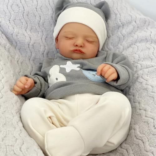 RXDOLL Realistische Reborn-Babypuppe, Silikon, Ganzkörper-Puppe, 50,8 cm, anatomisch korrekt, Junge, die echt aussieht, lebensecht schlafende Neugeborenen-Puppen, handgefertigt, wasserdicht, Geschenke von RXDOLL