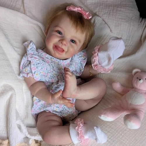 RXDOLL Realistische Reborn-Babypuppe, weicher Stoffkörper, 50,8 cm, echte Babypuppe, die echt aussieht, lebensecht lächelnd, Neugeborenen-Puppe, Spielzeug, handgefertigt, gewichtete Geschenke für RXDOLL Realistische Reborn-Babypuppe, weicher Stoffkörper, 50,8 cm, echte Babypuppe, die echt aussieht, lebensecht lächelnd, Neugeborenen-Puppe, Spielzeug, handgefertigt, gewichtete Geschenke für von RXDOLL