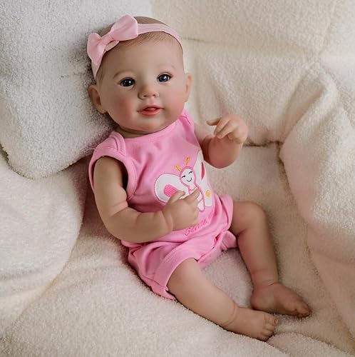 RXDOLL Realistische Reborn Babypuppe Silikon Ganzkörper Vinyl 19 Zoll Anatomisch Korrekt Neugeborene Babys Puppen Lächelnd Lebensechte Babypuppe Mädchen Wasserdichtes Spielzeug von RXDOLL