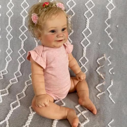 RXDOLL Realistische Reborn-Babypuppen, 50,8 cm, lächelndes Neugeborenenes, Mädchen, Stoffkörper, lebensechte Babypuppen, die aus echtem Silikon aussehen, Geburtstagsgeschenke für Kinder ab 3 Jahren von RXDOLL