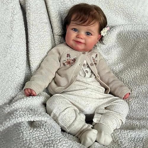 RXDOLL Realistische Reborn-Babypuppen, 50,8 cm, niedliches Lächeln, lebensechte Neugeborenen-Puppen, die aus echtem weichem Stoff, Körpergewichtete Silikon-Babypuppe, handgefertigtes Spielzeug für von RXDOLL
