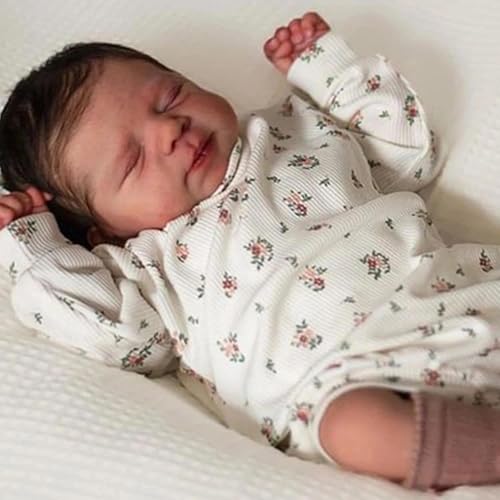 RXDOLL Realistische Reborn-Babypuppen, die echt schlafende Babys aussehen, 45,7 cm, handgefertigt, lebensechte Neugeborene, geschlossene Augen, echtes Leben, Babypuppe, weiches Tuch, Geschenk für von RXDOLL