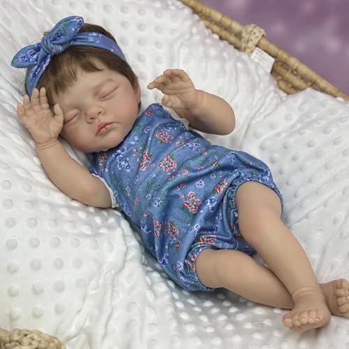 RXDOLL Realistische Reborn Babypuppen Augen schließen 48,3 cm, lebensechte Neugeborenen-Puppen, die aus echtem weichem Stoff, Körpergewichtete Silikon-Babypuppe, handgefertigtes Spielzeug für Kinder von RXDOLL