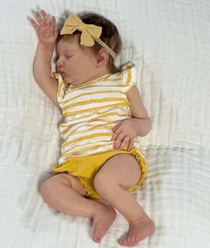 RXDOLL Realistische Reborn Babypuppen Augen schließen 50,8 cm Real Life Babypuppen mit weichem Tuch Körper lebensecht schlafende Neugeborene Baby-Puppe handgefertigt gewichtetes Spielzeug für Kinder von RXDOLL