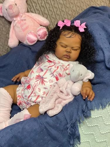 RXDOLL Realistische Reborn Babypuppen Black Girl 19 Zoll Afroamerikanische Babypuppen, die echt aussehen Silikon Babies Puppe Schlafende Biracial Neugeborene Puppe mit Stoffkörper RXDOLL Realistische Reborn Babypuppen Black Girl 19 Zoll Afroamerikanische Babypuppen, die echt aussehen Silikon Babies Puppe Schlafende Biracial Neugeborene Puppe mit Stoffkörper von RXDOLL