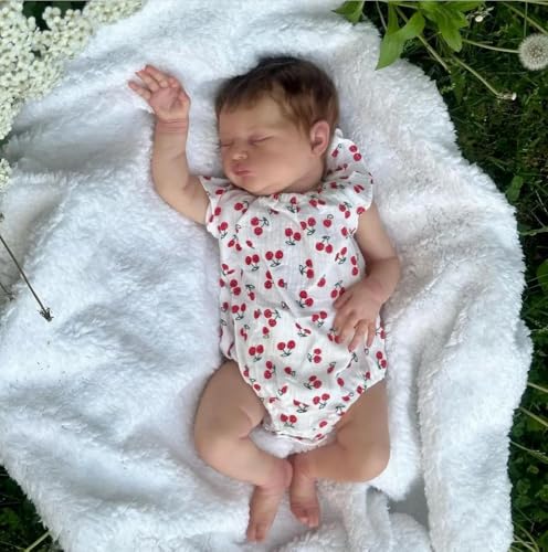 RXDOLL Realistische Reborn Babypuppen Laura 50,8 cm schlafende Neugeborenen-Puppen, die echt aussehen Babypuppe, weiches Tuch, Körpergewichtete Reborn-Puppe, handgefertigtes Spielzeug für Kinder ab 3 von RXDOLL