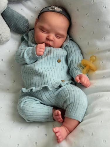 RXDOLL Realistische Reborn Babypuppen Schlafendes Mädchen 20 Zoll Silikon Ganzkörper Vinyl Anatomisch Korrekt Lebensechte Babypuppe Echte Neugeborene Babys Wasserdichtes Spielzeug von RXDOLL