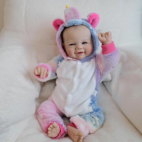 RXDOLL Realistische Reborn Babypuppen Silikon Ganzkörper Mädchen 19 Zoll Lebensecht Anatomisch Korrekt Reborn Kleinkind Babys Echt aussehende Neugeborene Kleinkind Baby Puppe Kinder Geschenke von RXDOLL