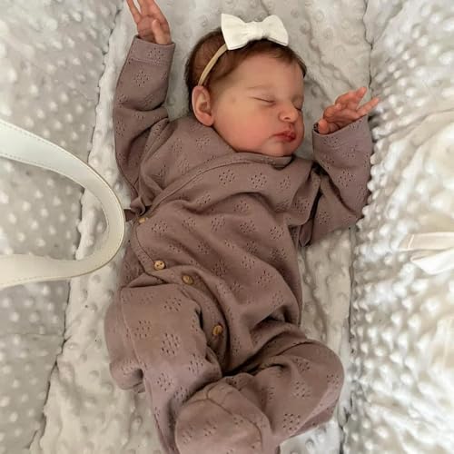 RXDOLL Realistische Reborn Babypuppen Silikon Ganzkörper Vinyl 20 Zoll Anatomisch Korrekt Schlafen Gewichtete Real Life Babypuppe Lebensechte Neugeborene Mädchen Wasserdicht Spielzeug Geschenke von RXDOLL