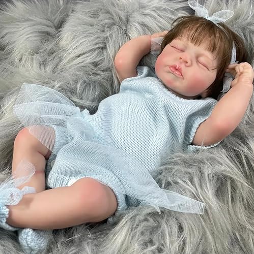 RXDOLL Realistische Reborn-Babypuppen aus Silikon, Ganzkörper-Mädchen, 50,8 cm, echte Babypuppen, die lebensechte Neugeborene Augen sehen, schlafende Baby-Puppe, Spielzeug, Geschenke für Kinder ab 3 von RXDOLL